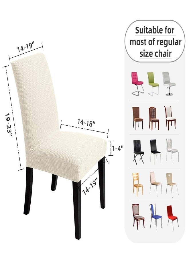 Artrello Chair Covers for Dining Room - Stretch Chair Slipcovers for Decorative Seat Protector Armless Removable Washable Elastic Dinner Universal Spandex Solid Chair Slip Covers Set (Cream,4) - Image 4